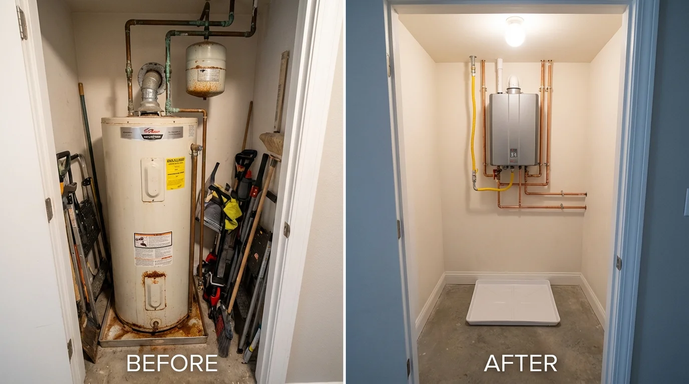 Tank water heater versus wall-mounted tankless unit comparison for Tularosa, NM homeowners
